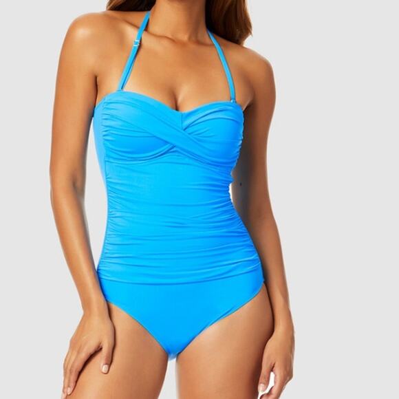 Anne Cole $88 Twist-Front Ruched One-Piece Swimsuit 8 M - Picture 1 of 7